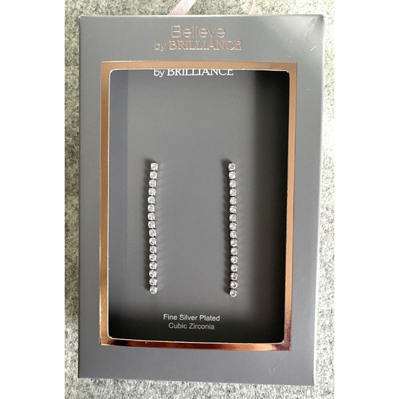 Believe Beauty Jewelry - Believe by Brilliance Silver Plated Cubic Zirconia Drop Dangle Earrings Line